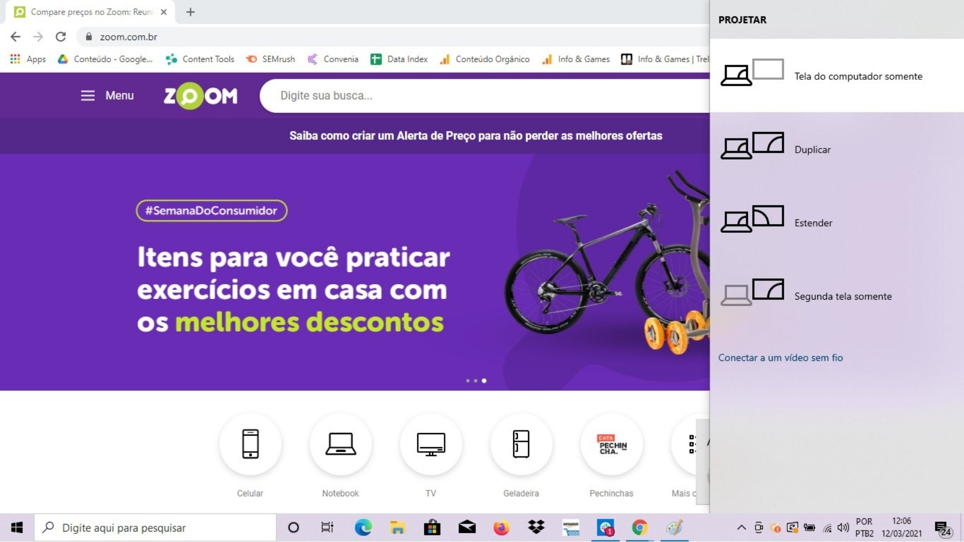 Ao apertar o "F5" sem pressionar antes o botão Fn, o Acer Aspire 5 abre as configurações de monitor em vez de atualizar a página da internet (Reprodução: Guilherme Toscano)