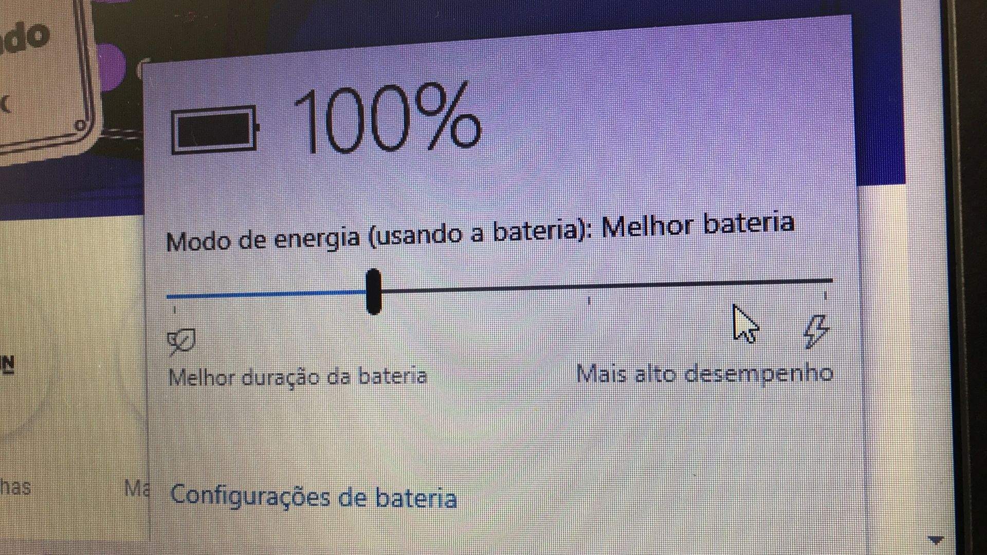 Você pode configurar se quer o notebook com foco em economia de bateria ou desempenho (Foto: Guilherme Toscano)