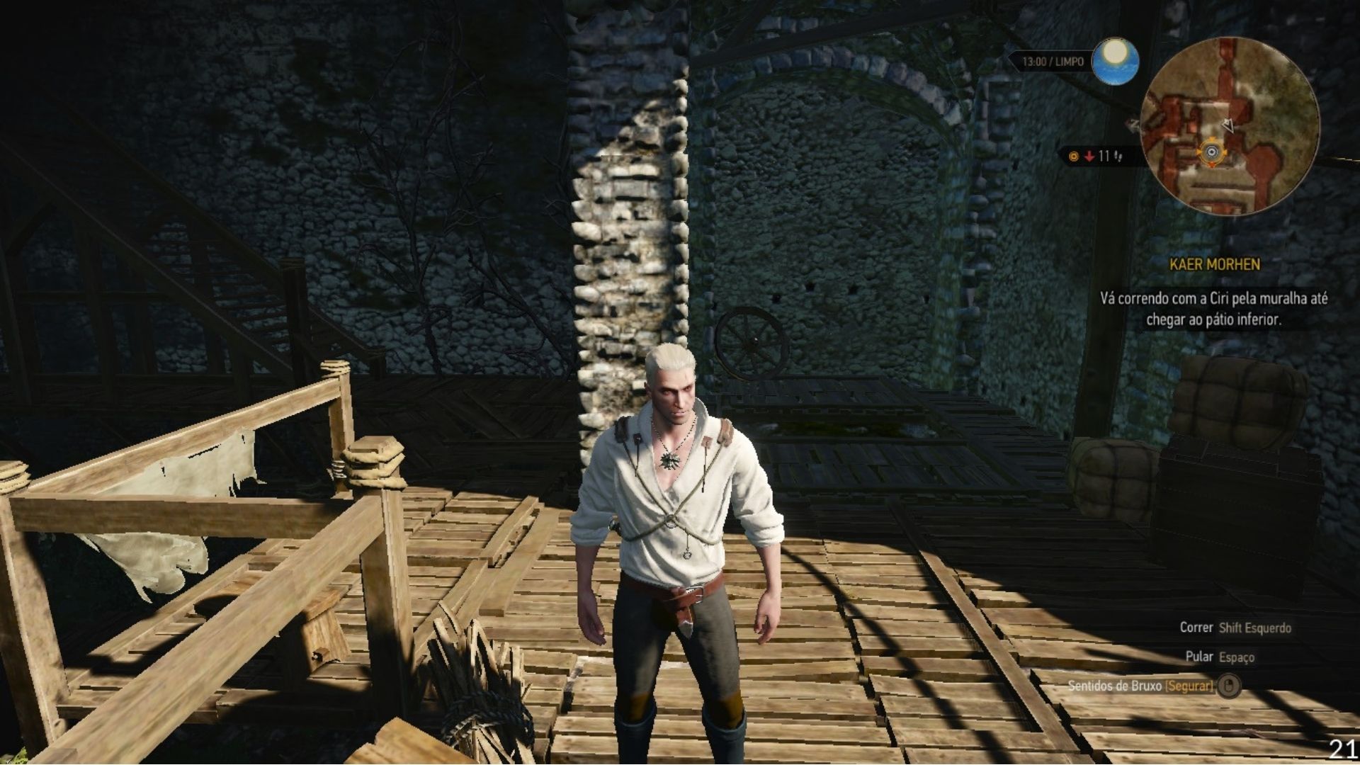 The Witcher 3 na qualidade mais baixa dos gráficos rodou a aproximadamente 20 FPS (Reprodução: Guilherme Toscano)