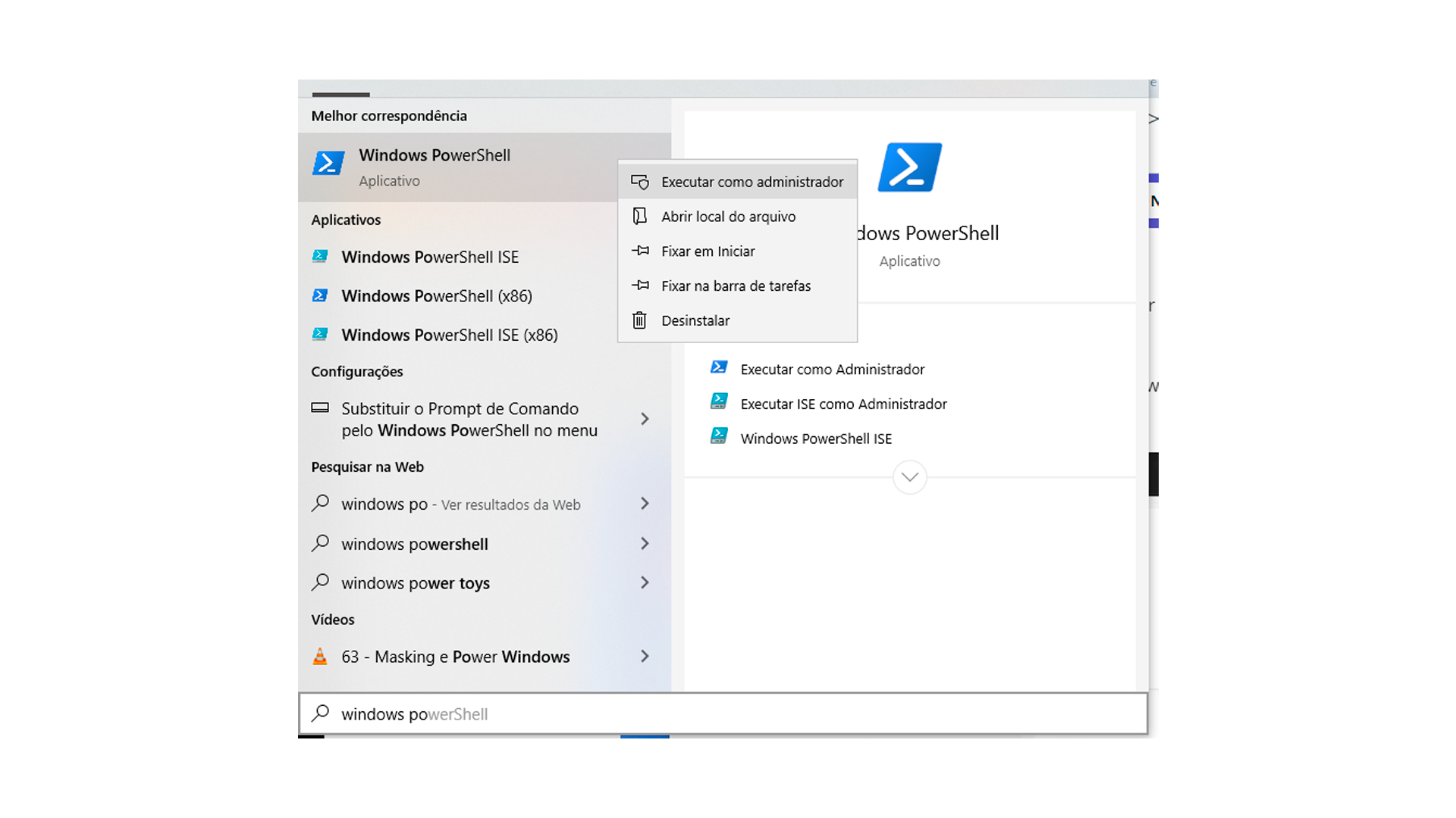 Pesquise por Windows PowerShell (Foto/Hugo Iwaasa)