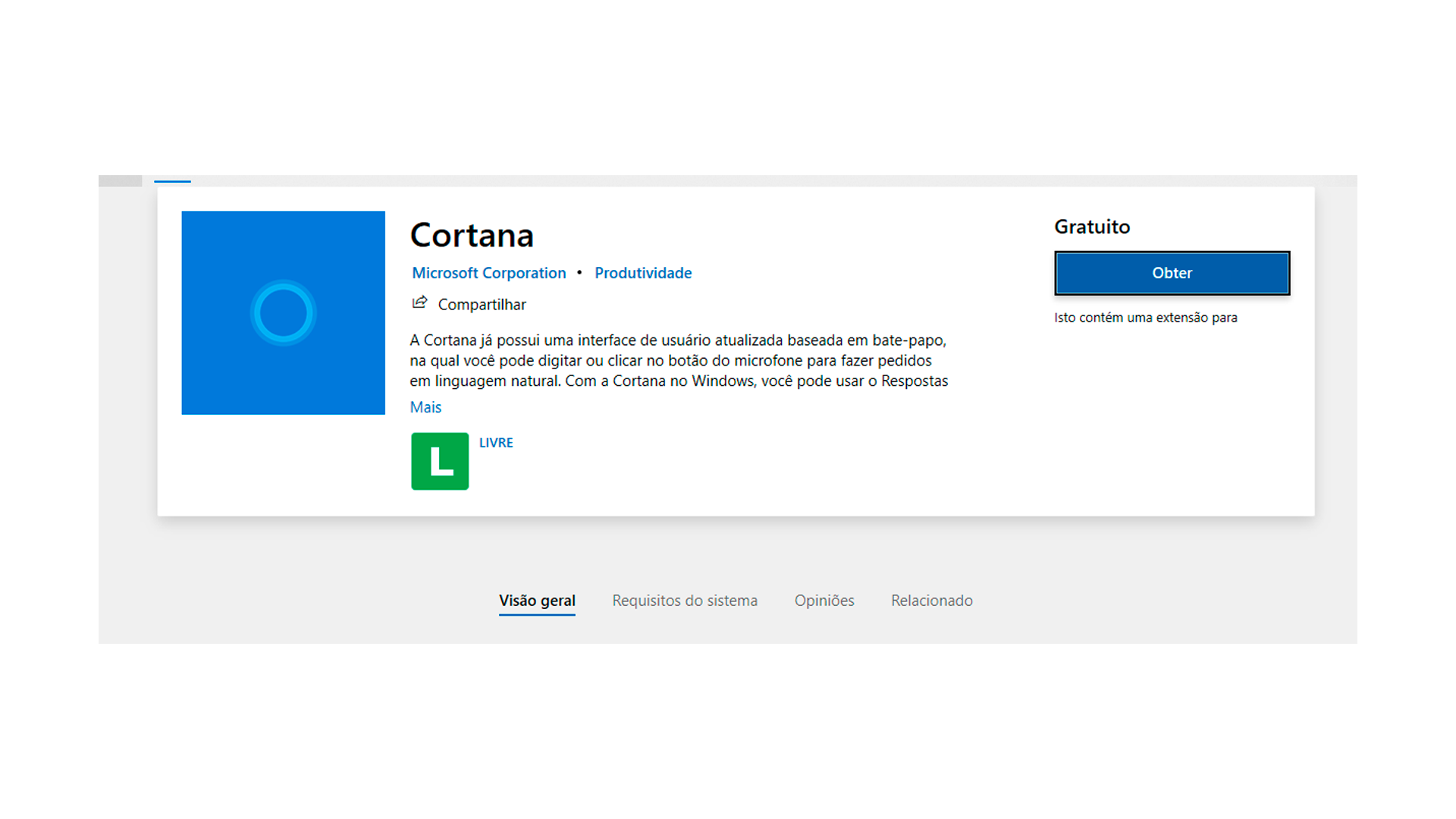 É possível reinstalar a Cortana posteriormente (Foto/Hugo Iwaasa)