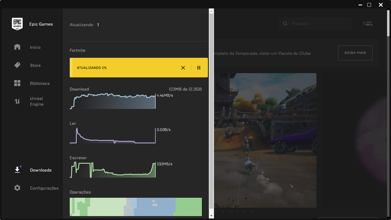 Aguarde até que Fortnite termine de ser baixado em seu PC para continuar com a instalação (Reprodução: Redação Zoom)