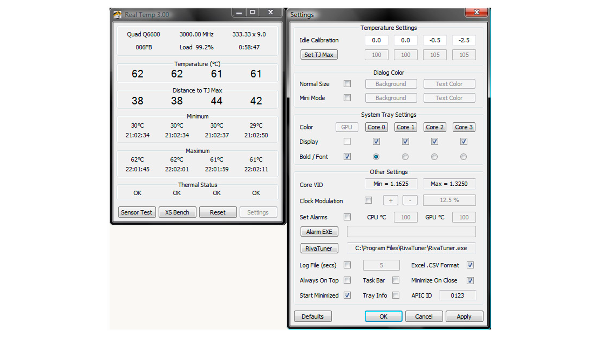 Interface do Real Temp (Reprodução: Real Temp)