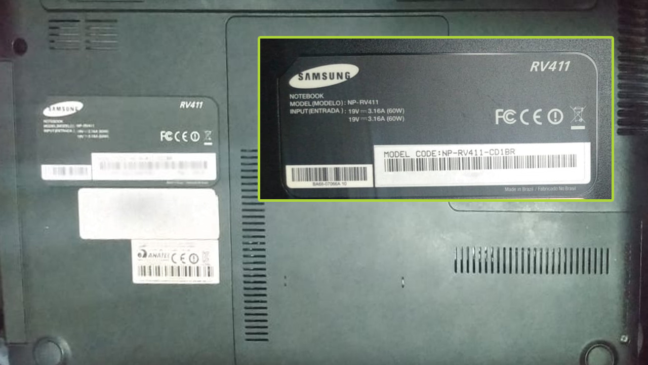 Normalmente, na parte de baixo do notebook é possível ver informações sobre o seu modelo (Reprodução: Redação Zoom)
