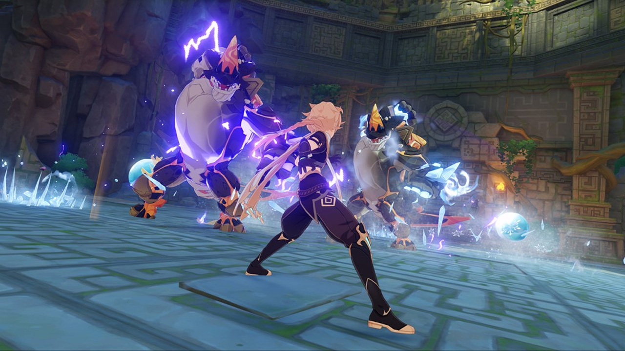 Genshin Impact traz um grande mundo aberto para explorar e perigosos inimigos para enfrentar com seus guerreiros (Divulgação: miHoYo)