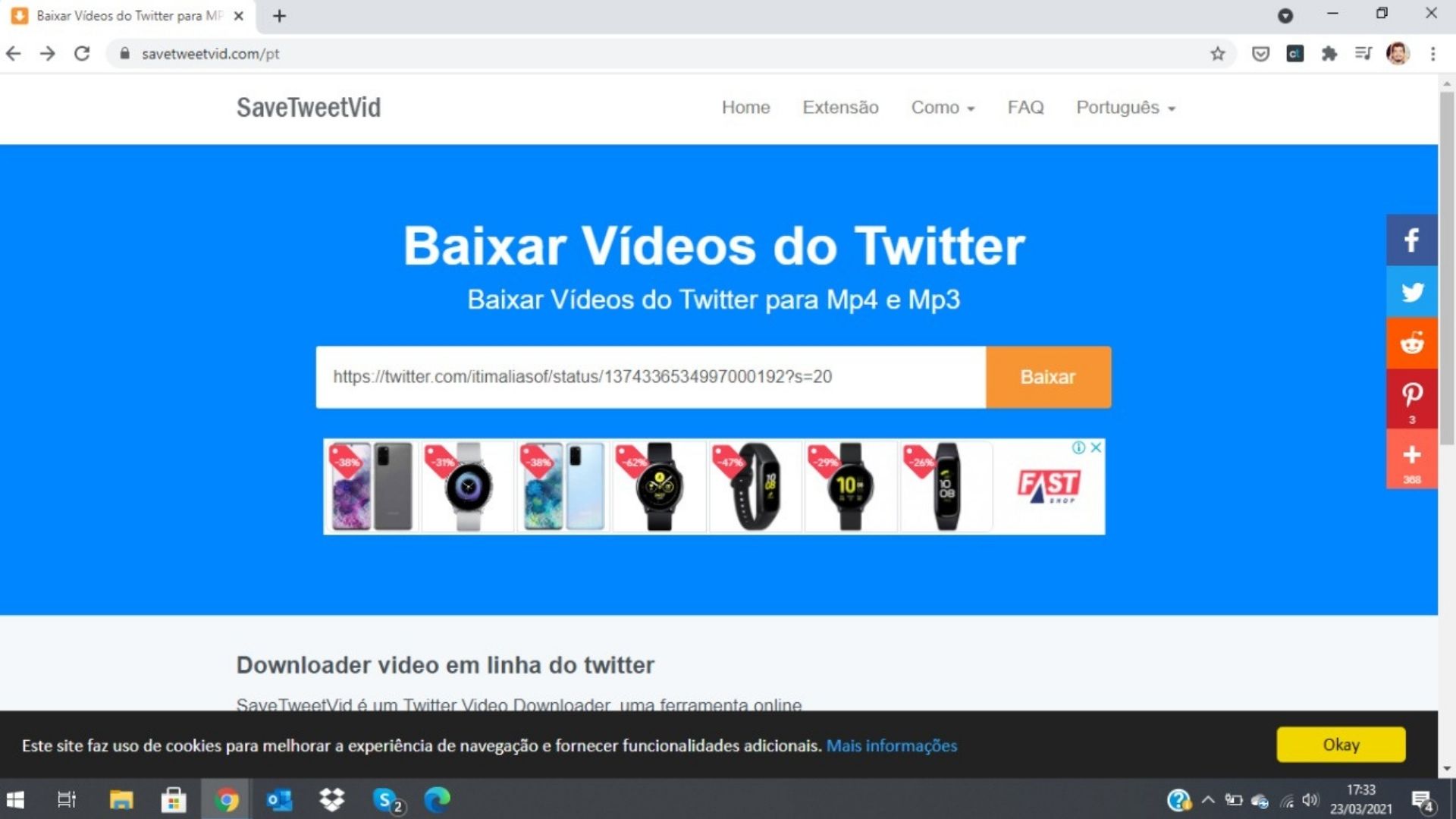 Como baixar vídeo do Twitter via PC: cole a URL do tweet no Save Tweet Vid e baixe (Foto: Reprodução / Zoom)