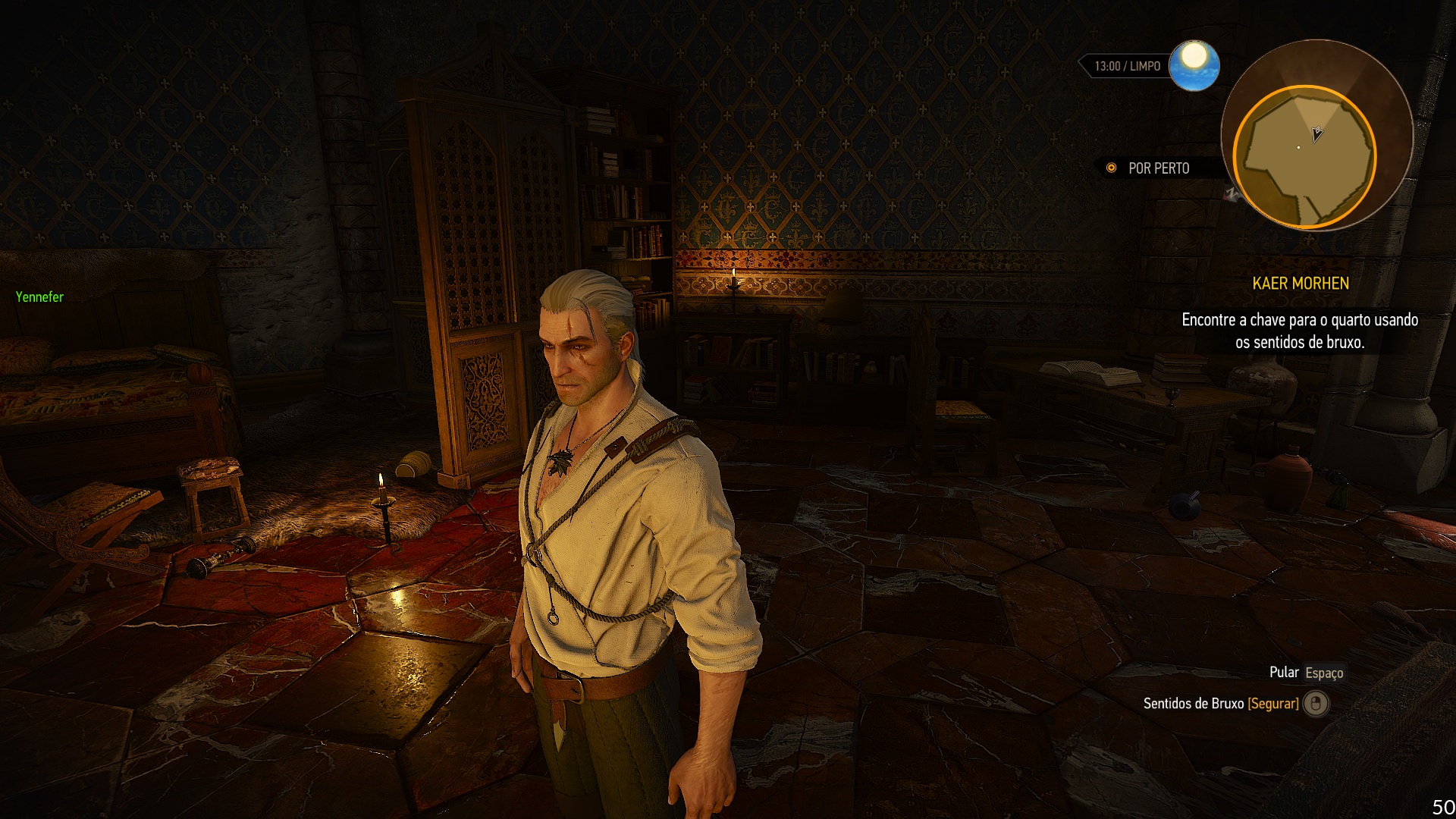 Mesmo na qualidade Ultra, The Witcher 3 chegou a rodar a 50 FPS, acima dos 34 prometidos pela Acer (Reprodução: Guilherme Toscano)