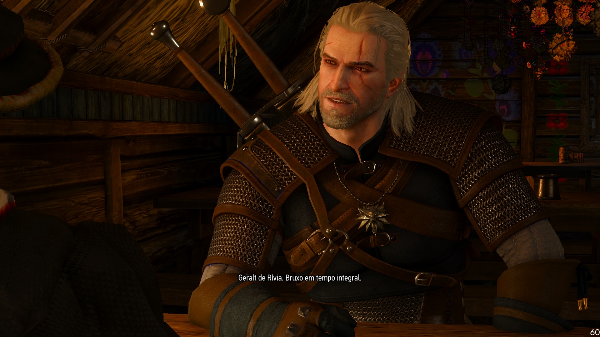 Na qualidade Média, The Witcher 3 nunca sai dos 60 FPS, taxa máxima das configurações do jogo (Reprodução: Guilherme Toscano)