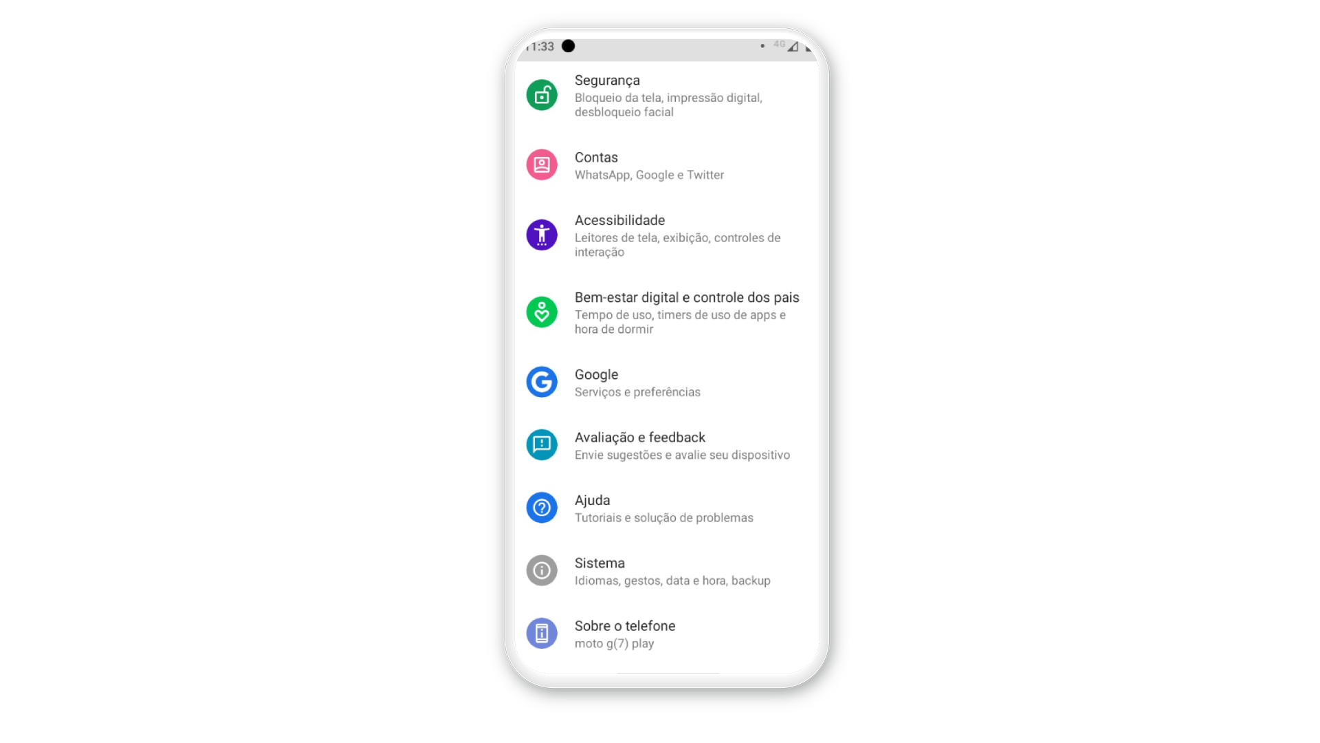 Como resetar Moto G: role a tela para baixo e clique em Sistema. (Foto: Arte/Zoom)