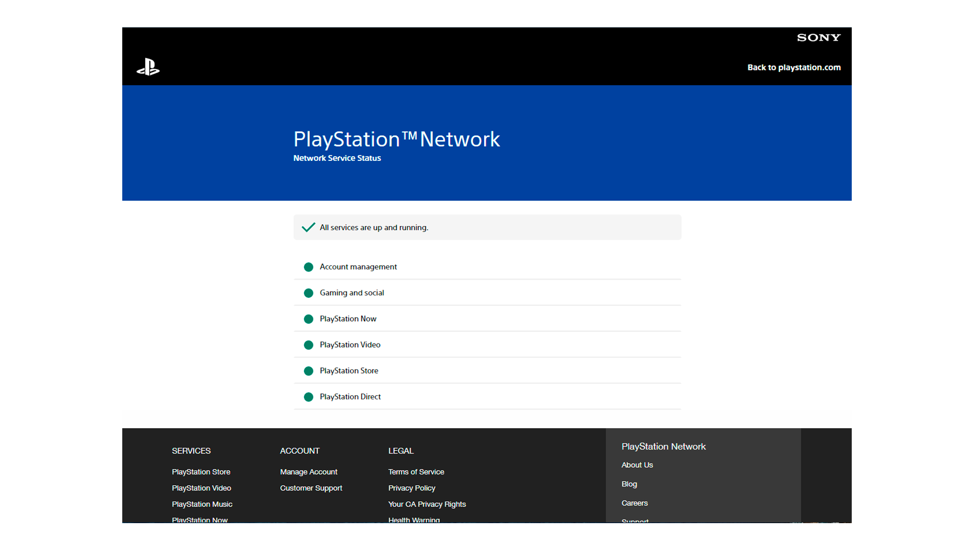 O site oficial para consultar o PSN status (Foto/Hugo Iwaasa)