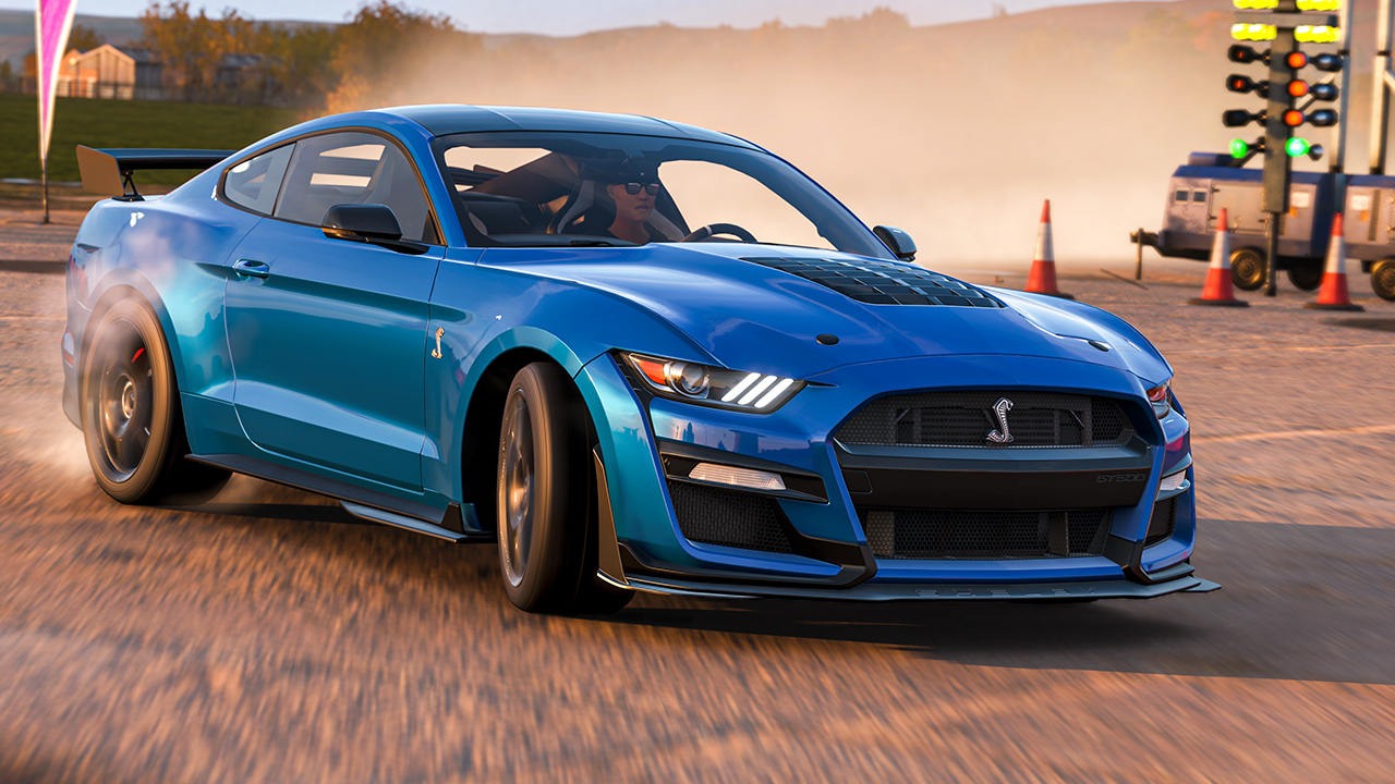 Carro azul de Forza Horizon 4 em close