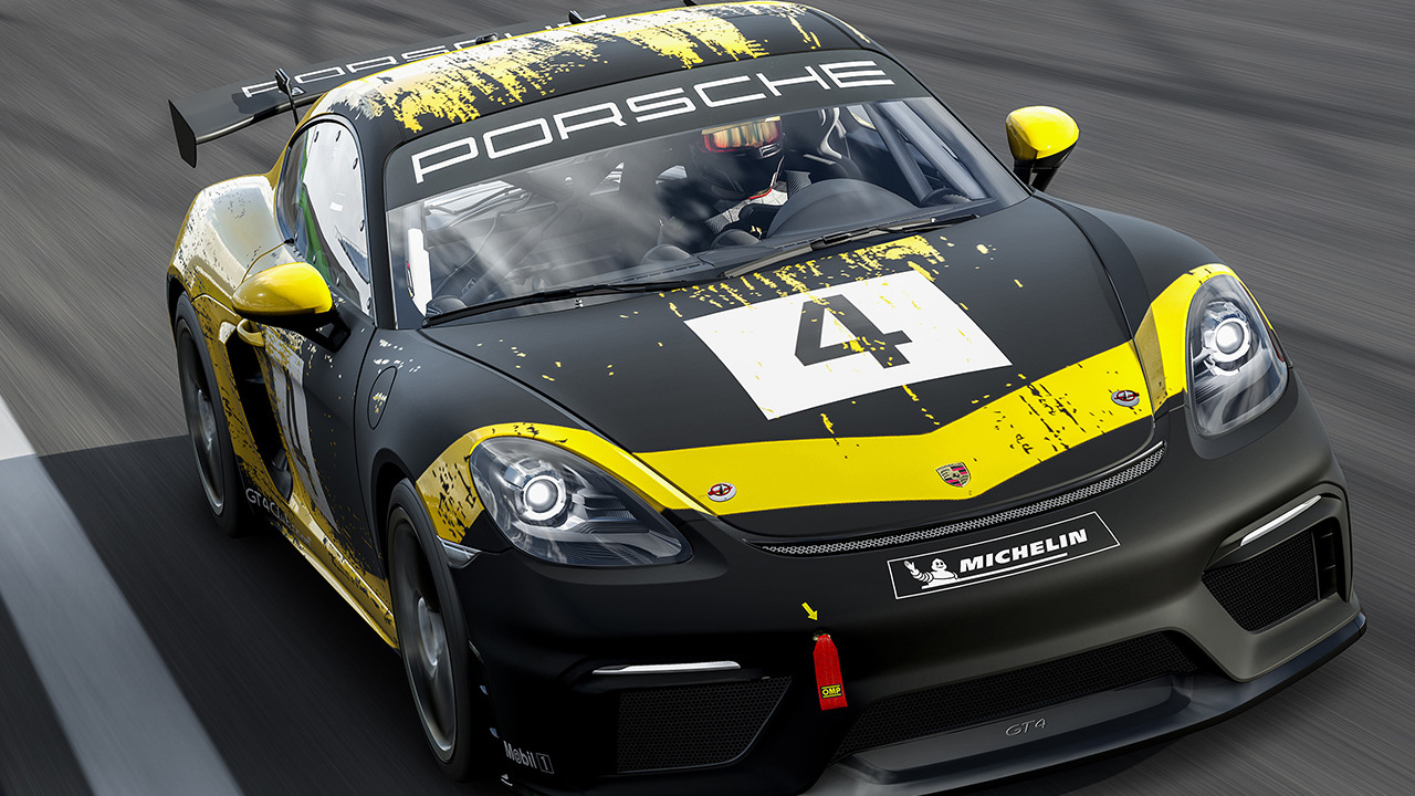 Carro preto com detalhes em amarelo de Forza Motorsport 7