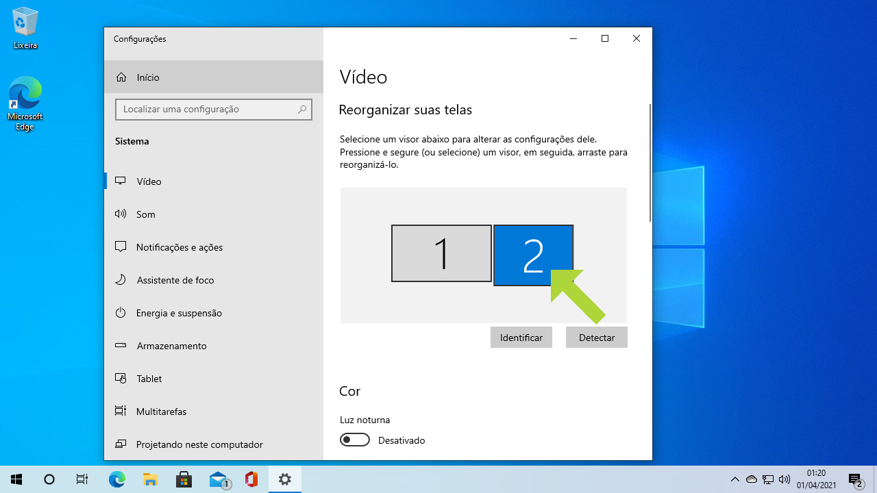 Tarefas como ajustar a tela do PC na TV são mais simples do que parecem. Basta selecionar o monitor 1 ou 2 para configurar. Normalmente a TV é o 2 (Reprodução: Redação Zoom)