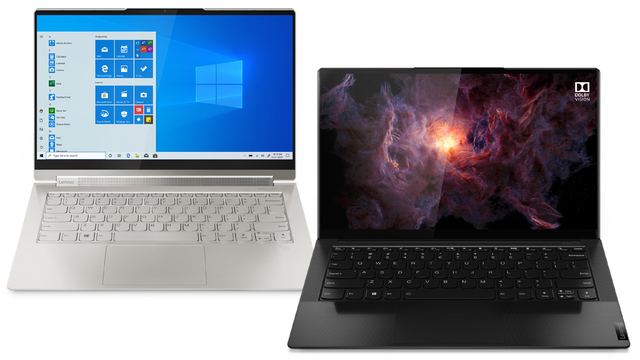 Lenovo anuncia novos modelos de notebook Lenovo Yoga 9i (esquerda) e Lenovo Yoga Slim 9i (direita) com processadores Intel Core i7 de 11ª geração (Reprodução: Lenovo)