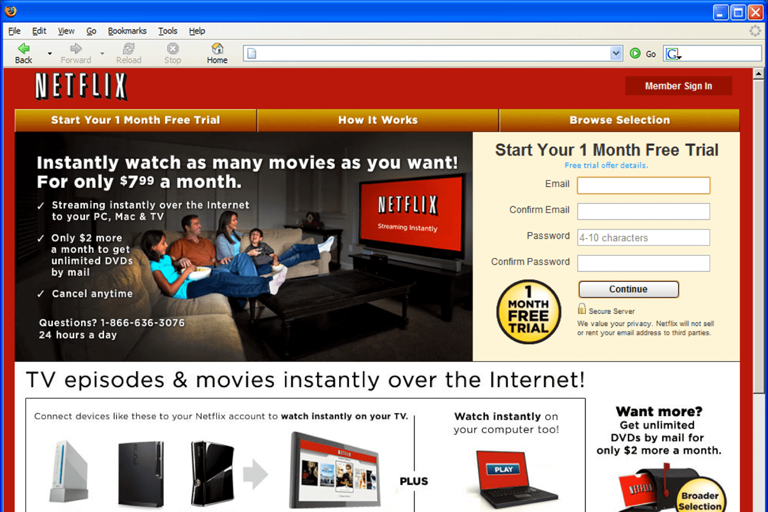 Plataforma da Netflix em 2007 (Foto: Reprodução/Netflix)