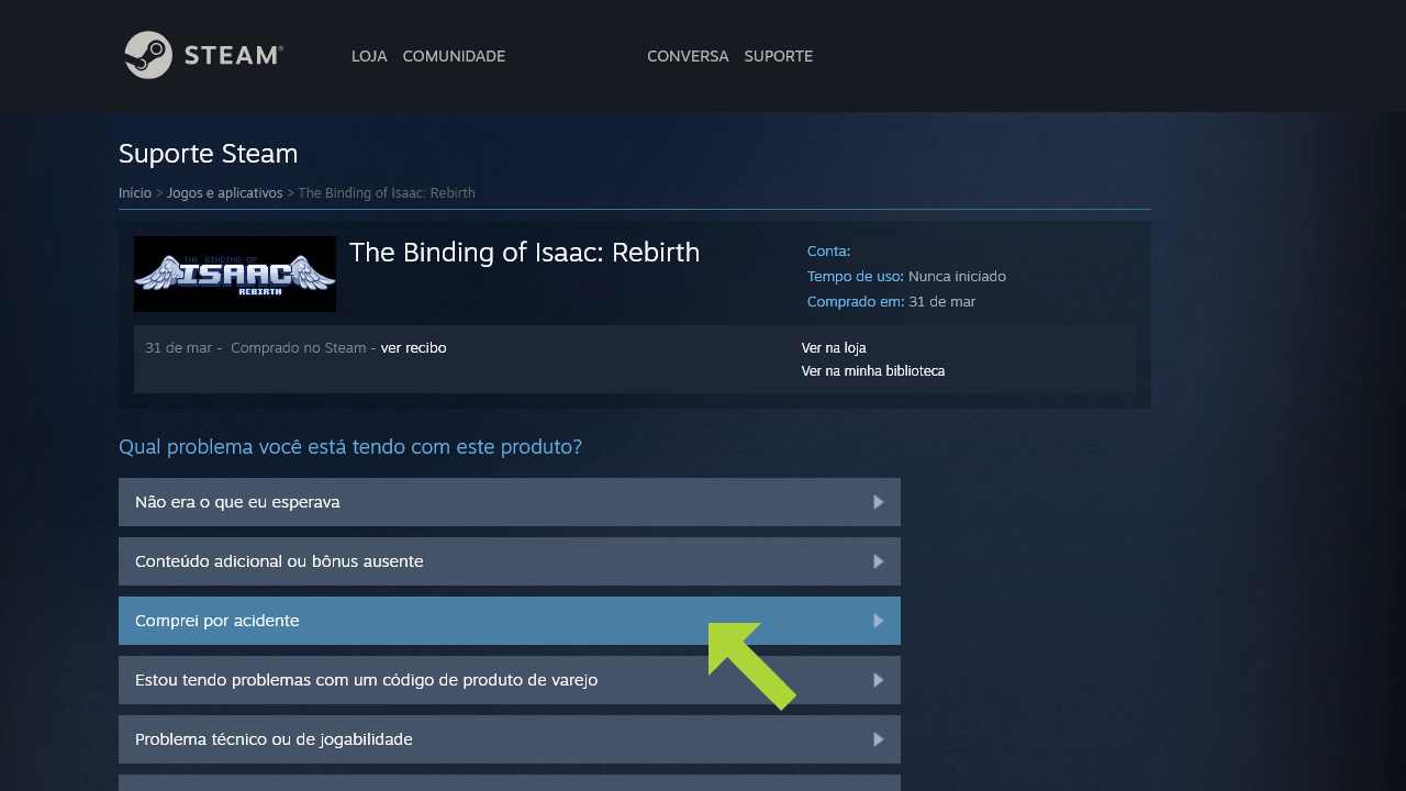 Selecione um motivo para a devolução e seja específico para o sistema analisar se há como pedir reembolso na Steam pelo game (Reprodução: Redação Zoom)