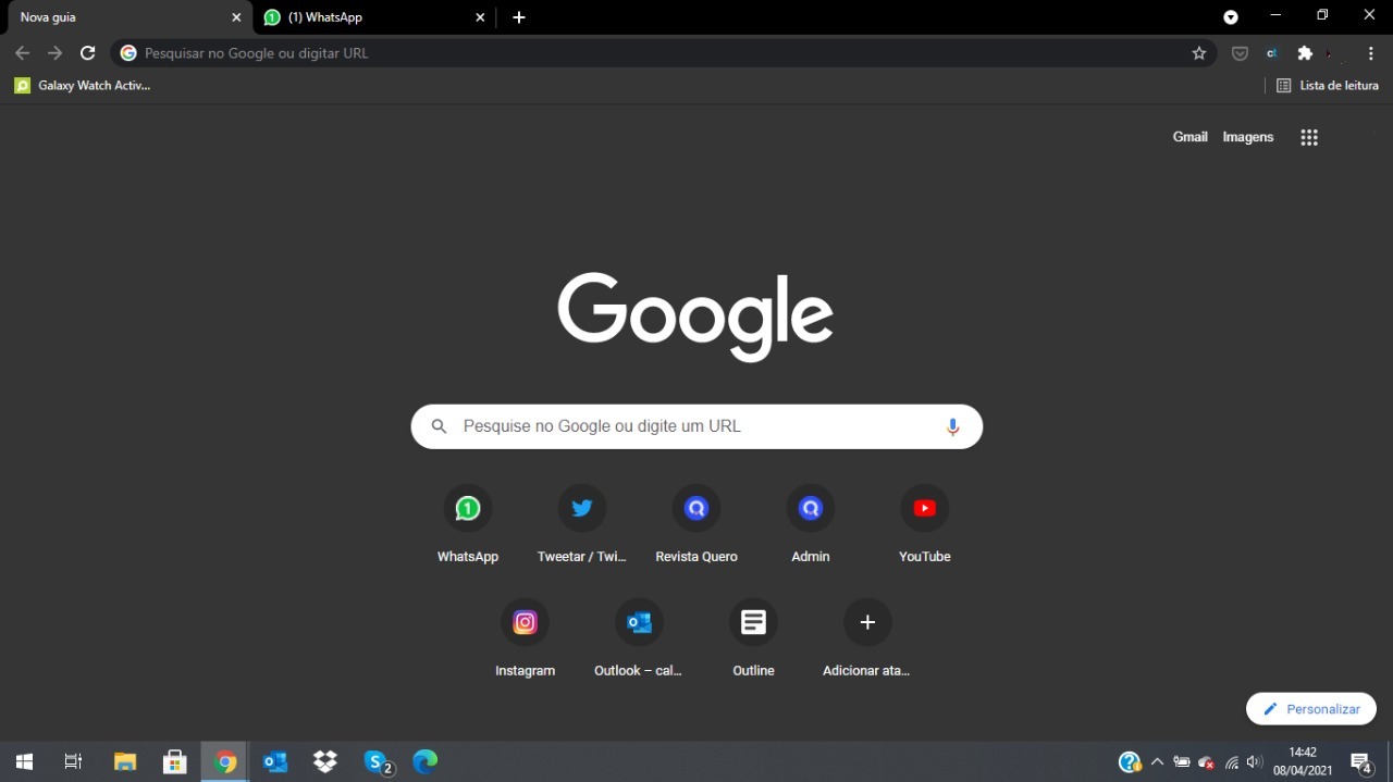 Print de tela mostrando como colocar o Google no modo escuro no computador