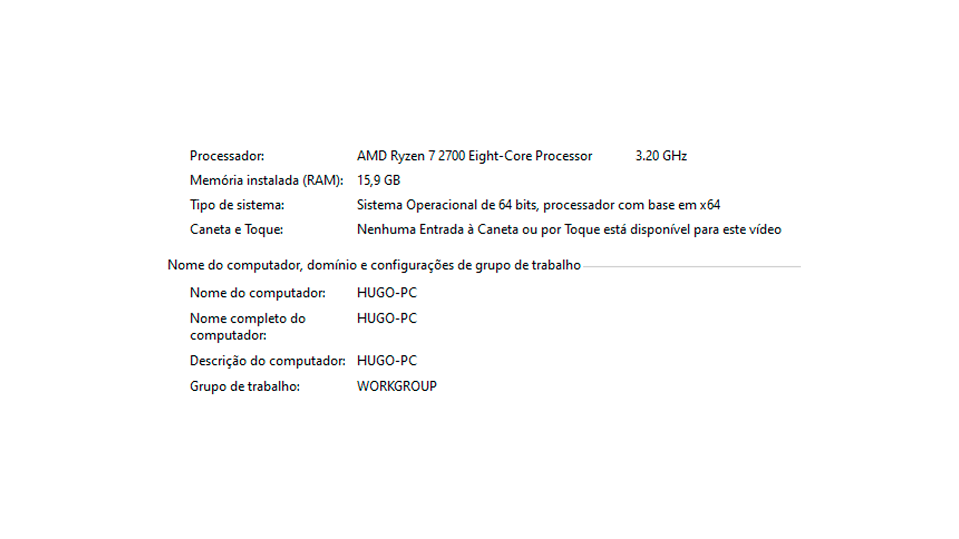 Veja diversas informações sobre seu computador nesta tela (Foto/Hugo Iwaasa)
