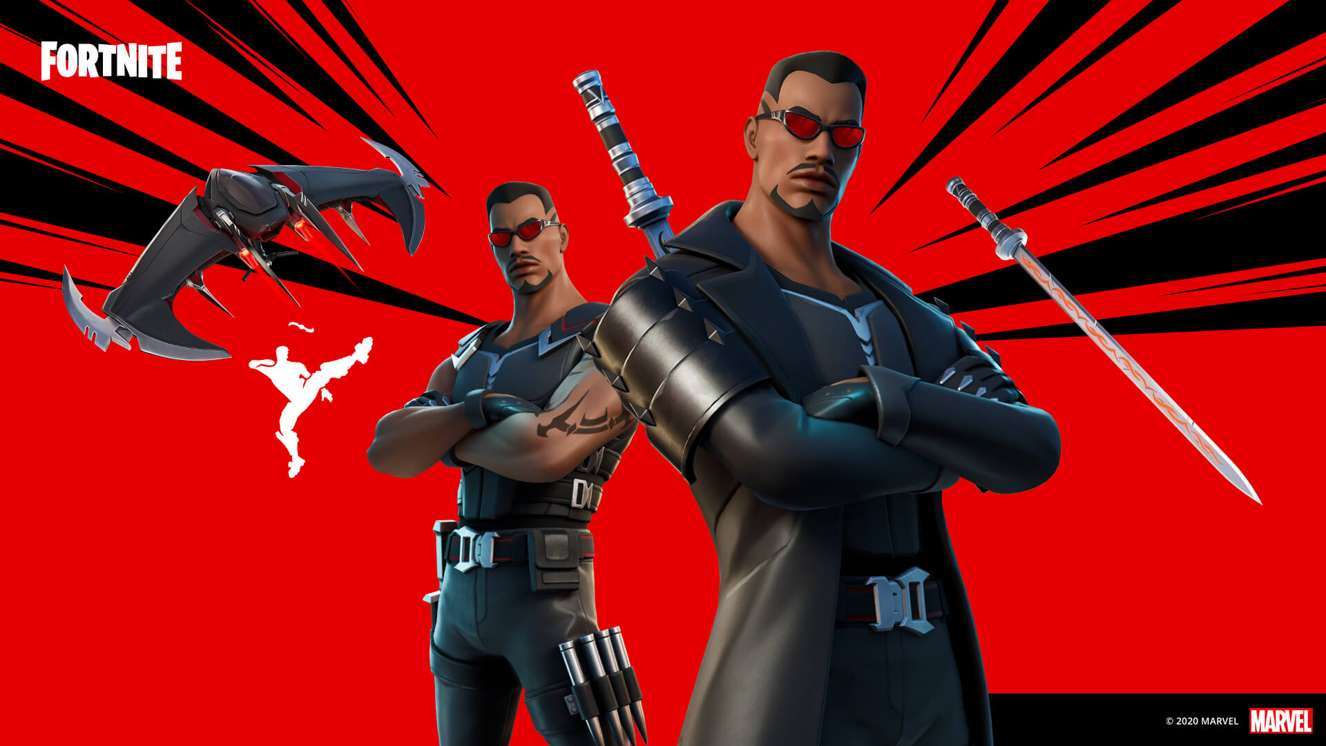 A skin de Fortnite do Blade saiu antes no Campeonato da Supersérie Nocaute da Marvel (Foto: Epic Games).