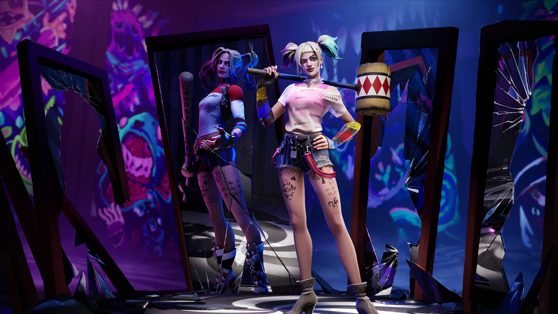 A carismática vilã Arlequina também está em Fortnite (Foto: Epic Games).