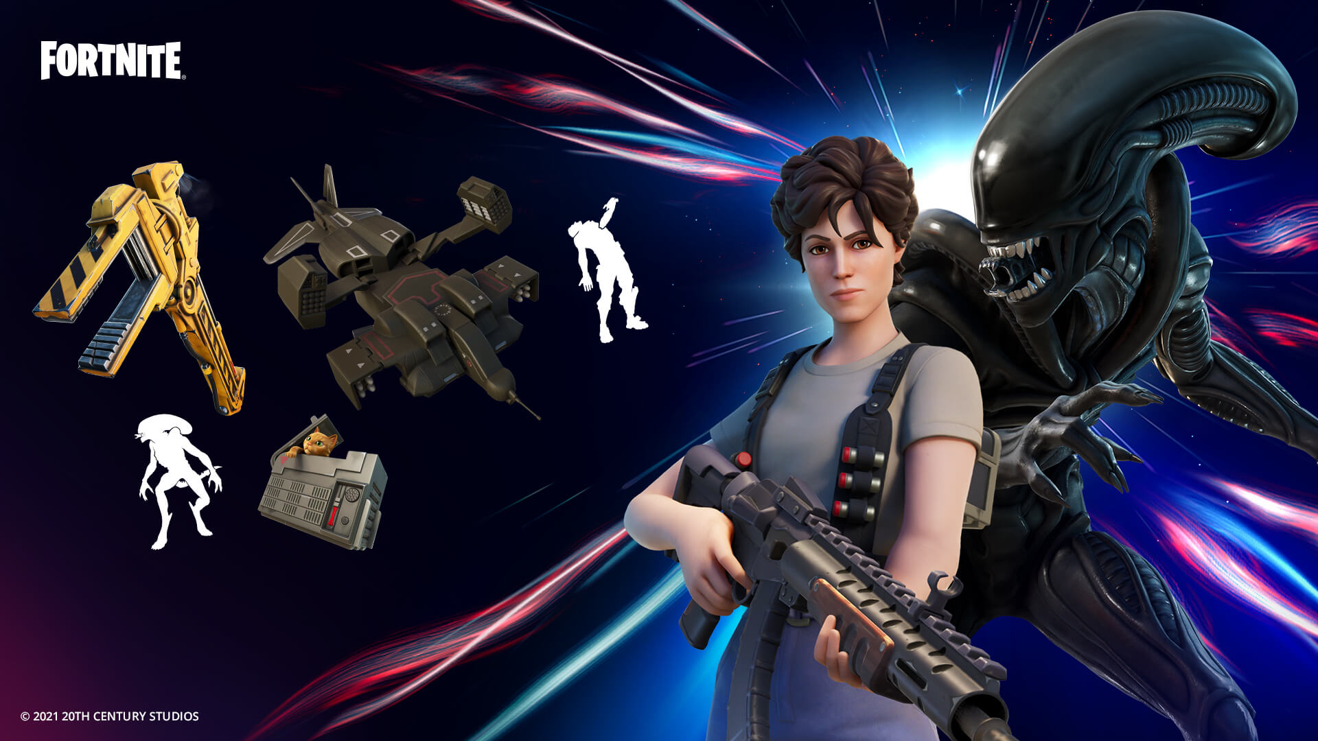 Troque a sobrevivência na nave pela ilha com as skins de Ripley e Xenomorfo do filme Alien. (Foto: Epic Games).