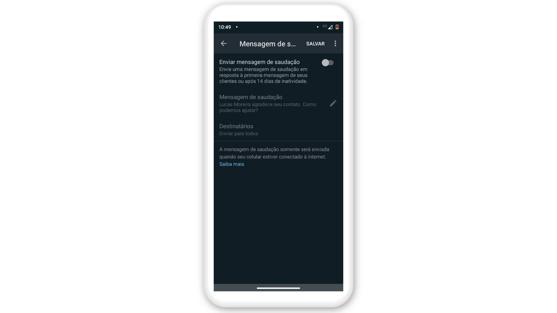 Escolha a mensagem automática no WhatsApp de saudação e quem vai receber (Foto: Arte / Zoom)