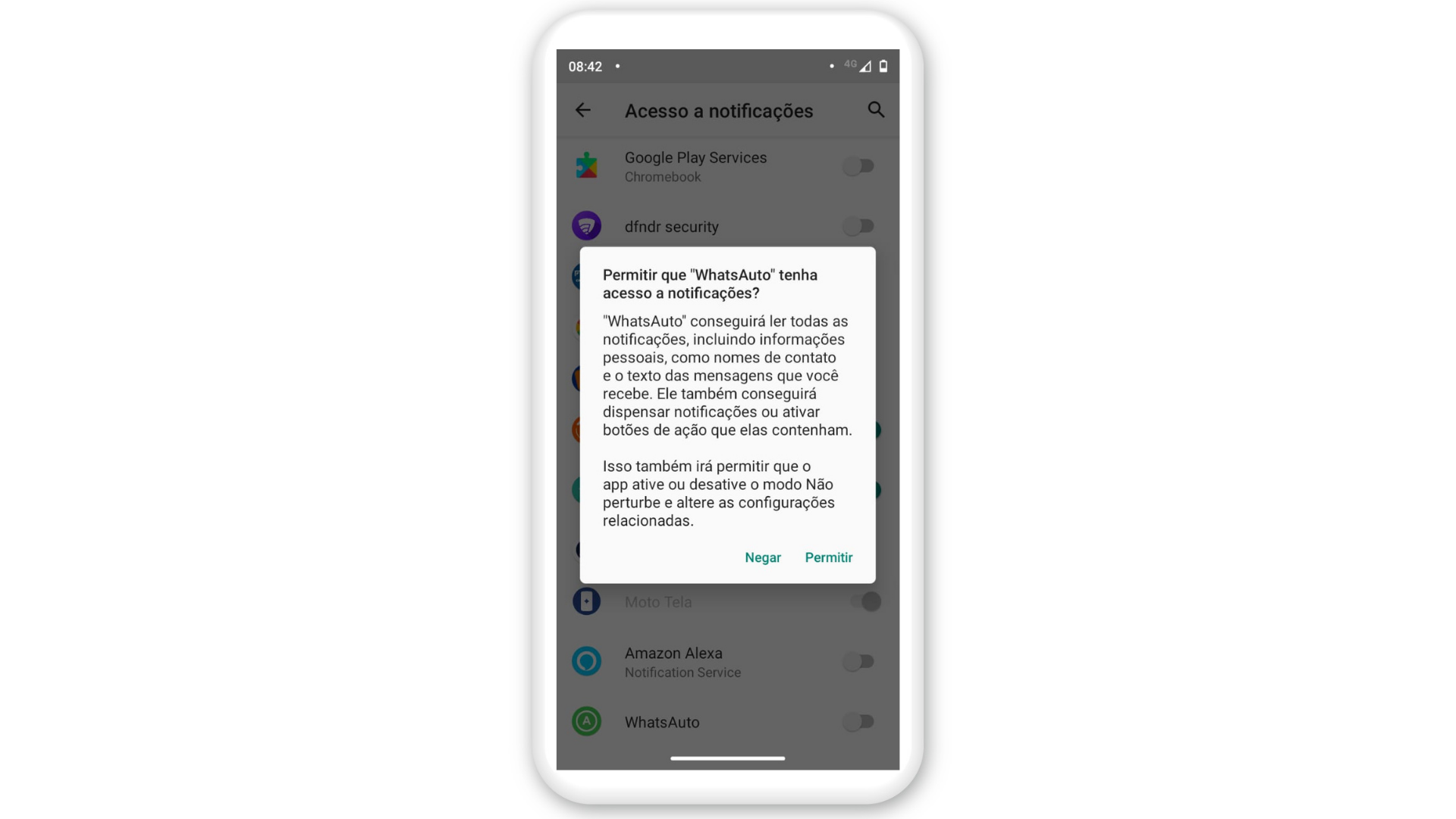 Mensagem automática WhatsApp: permita que o WhatsAuto tenha acesso as notificações (Foto: Arte / Zoom)