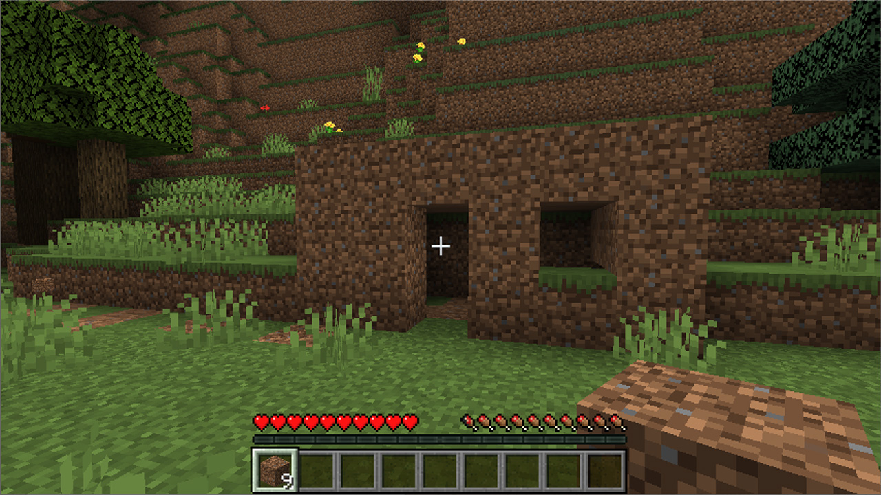 Um primeiro abrigo de terra é algo que reúne usuários de todo mundo enquanto aprendem a como jogar Minecraft (Reprodução: Redação Zoom)