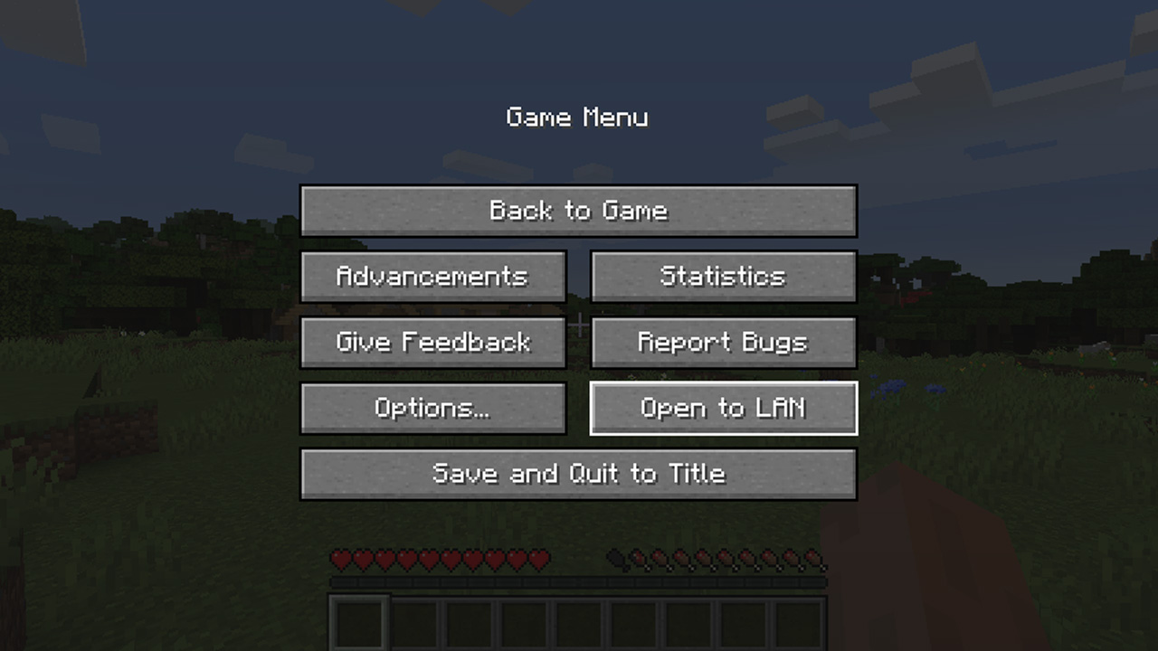Durante sua aventura em Minecraft: Java Edition selecione "Open to LAN" no menu para abrir a rede local e ter como jogar Minecraft com um amigo (Reprodução: Redação Zoom)