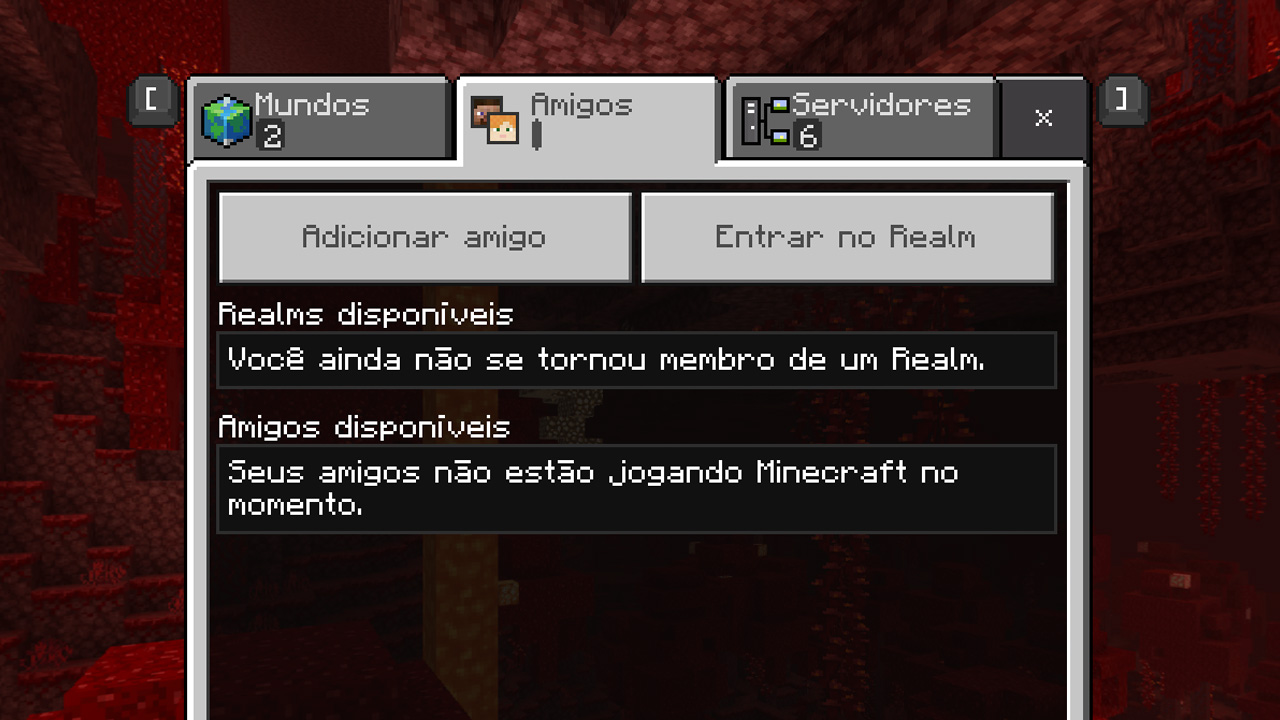Em Minecraft: Windows 10 Edition, sempre que seus amigos estiverem jogando eles aparecerão na aba "Amigos" e você poderá se juntar a eles (Reprodução: Redação Zoom)