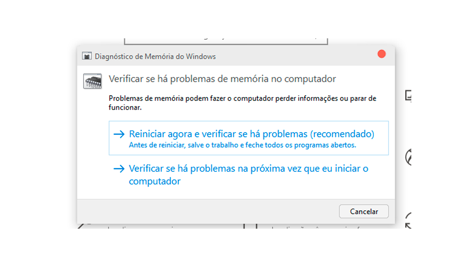 Salve todos os trabalhos que estiverem abertos no PC antes de reiniciar o sistema para o teste de memória RAM (Reprodução: Hugo Iwaasa)