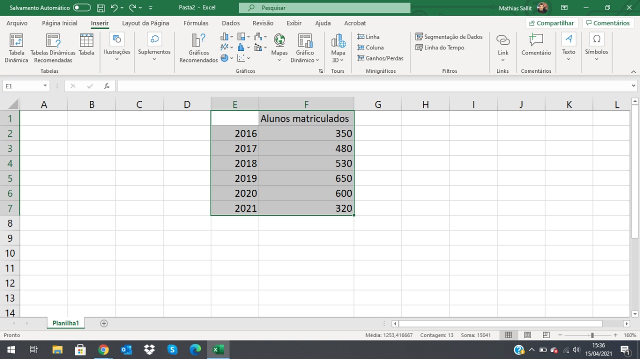 Como fazer gráfico no Excel 3