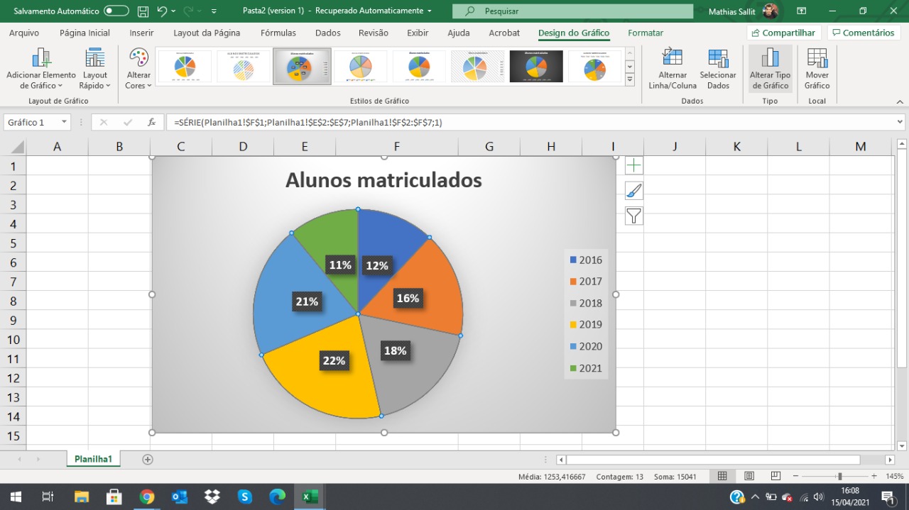 como fazer gráfico de pizza no_excel