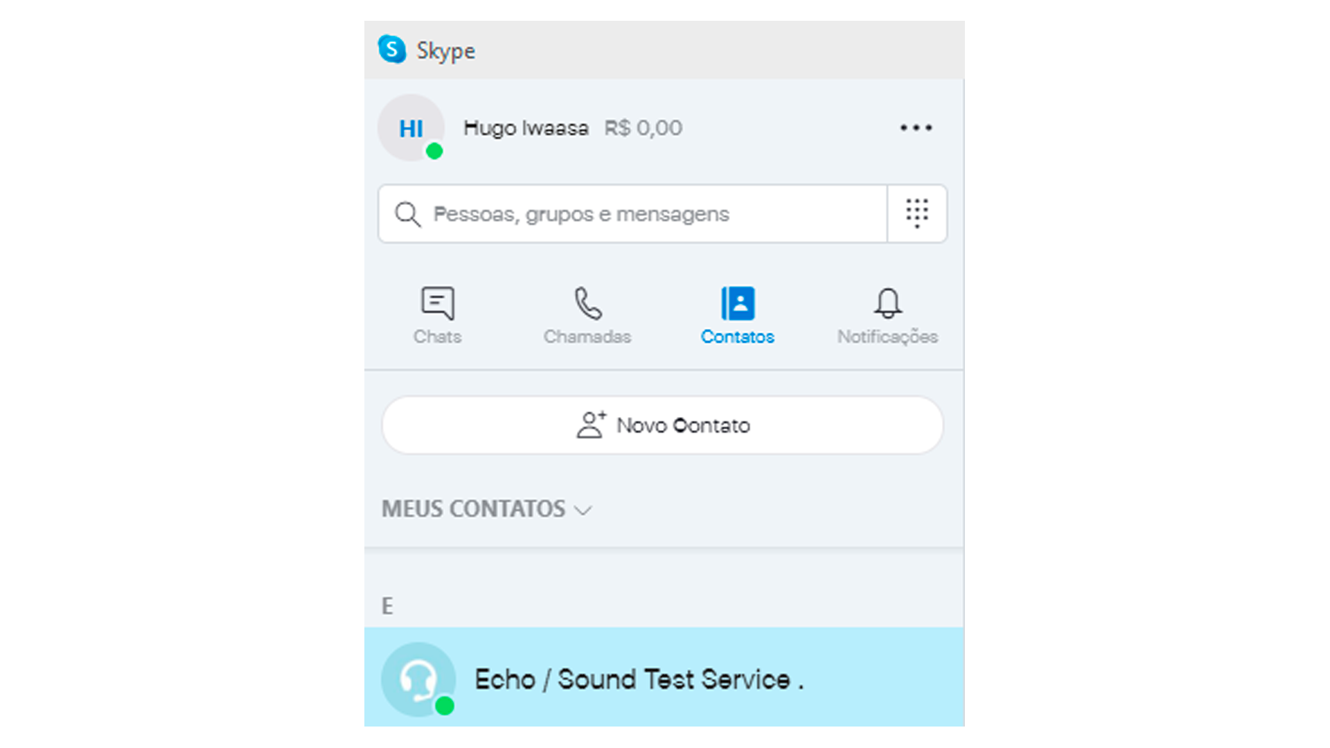 Todas as contas possuem o "Echo/Serviço teste de Som” por padrão para o teste de microfone online (Reprodução: Hugo Iwaasa)