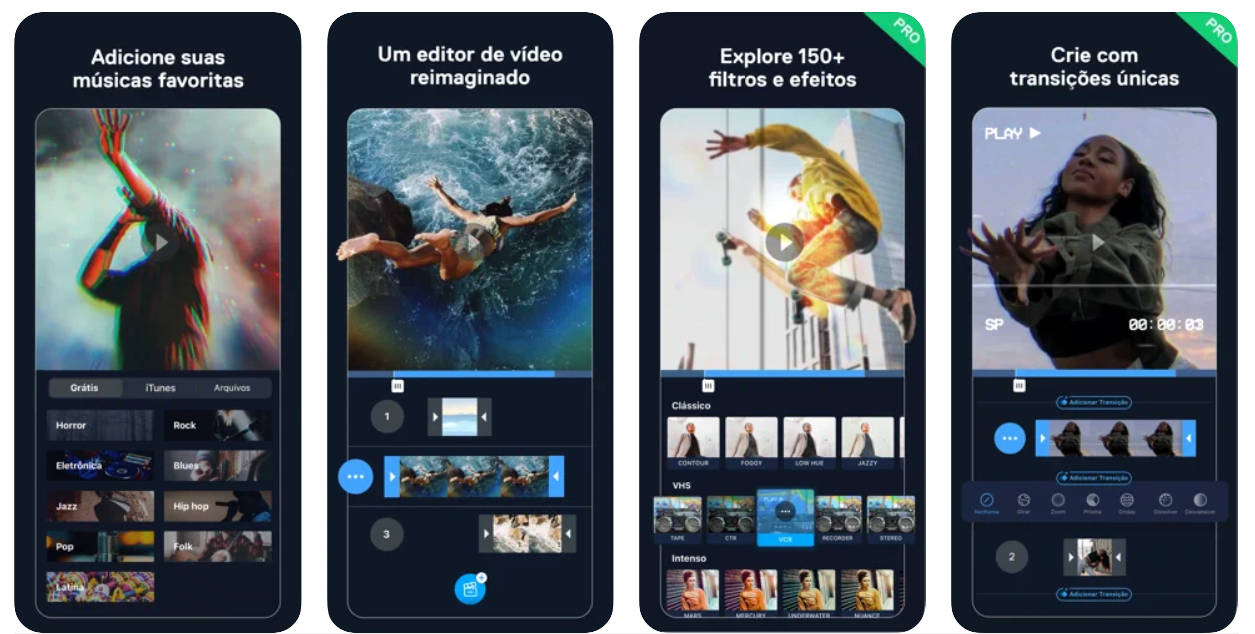 Imagem mostra interface do app Filmr