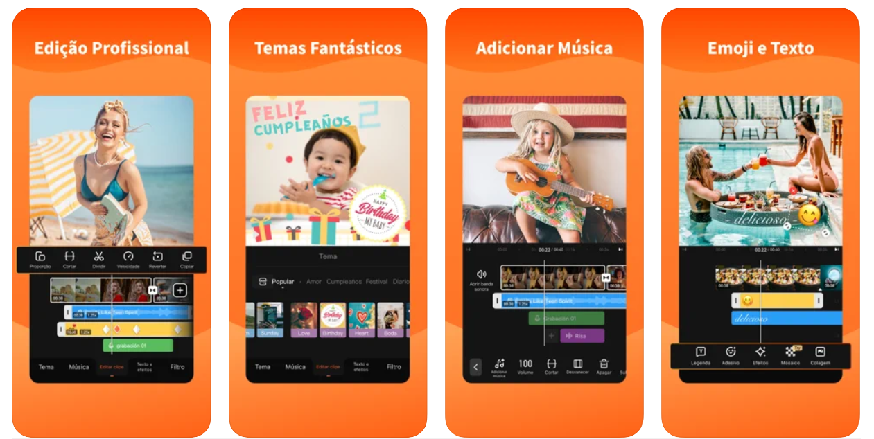Imagem mostra interface do app VivaVideo