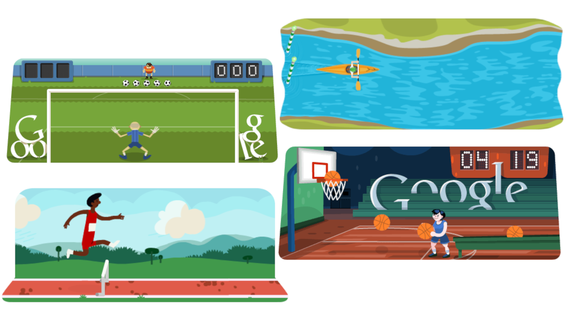 Nas Olimpíadas de 2012, foram feitos quatro jogos conhecidos do Google Doodle (Fonte: Google Doodle)