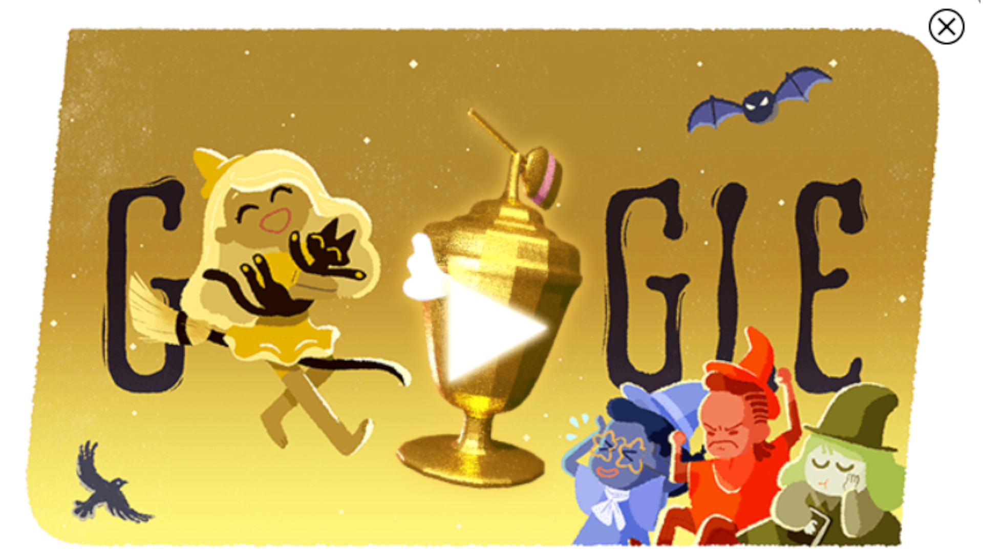 A Copa Mundial de Doces usou placar mundial para contar pontuação de 4 times de bruxas (Fonte: Google Doodle)