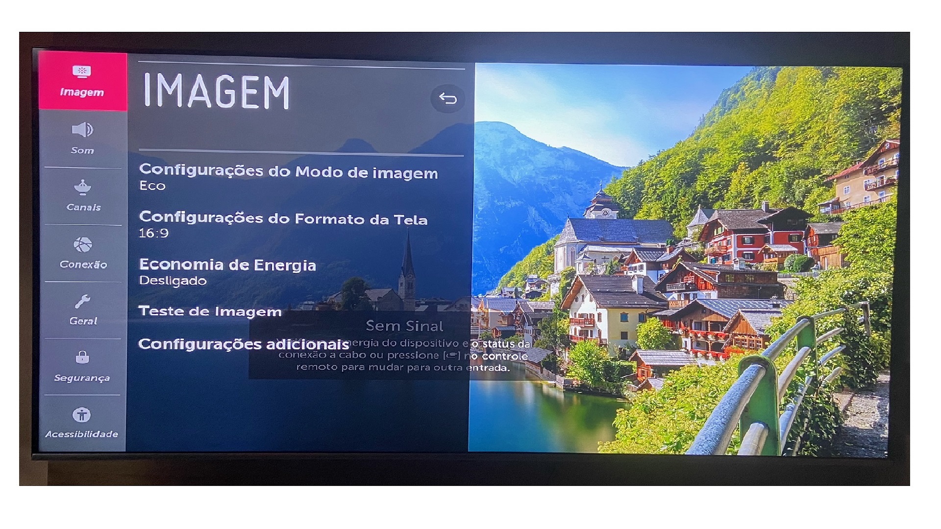 Para ligar o bluetooth da TV LG é preciso ir até às configurações (Imagem: Arquivo Pessoal/Dayane Barbosa)