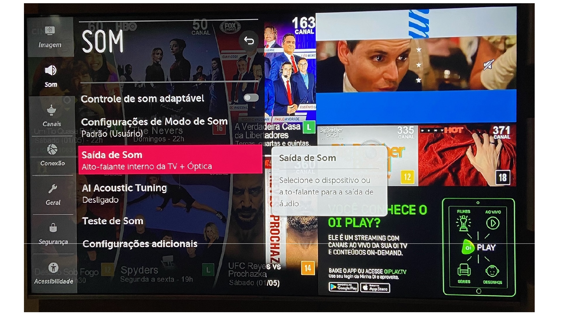 Escolha a opção "saída de som" (Imagem: Arquivo Pessoal/Dayane Barbosa)