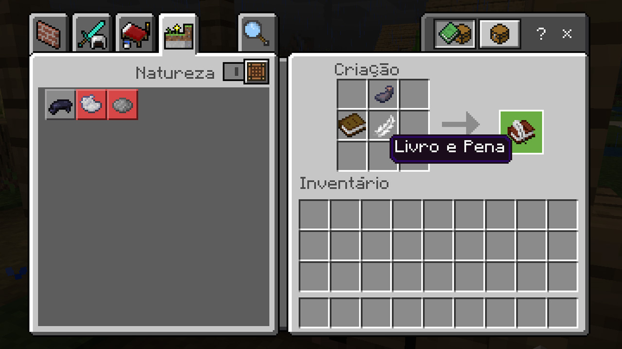 Ao usar uma pena e uma bolsa de tinta o usuário entenderá como fazer livro com pena no Minecraft (Reprodução: Redação Zoom)