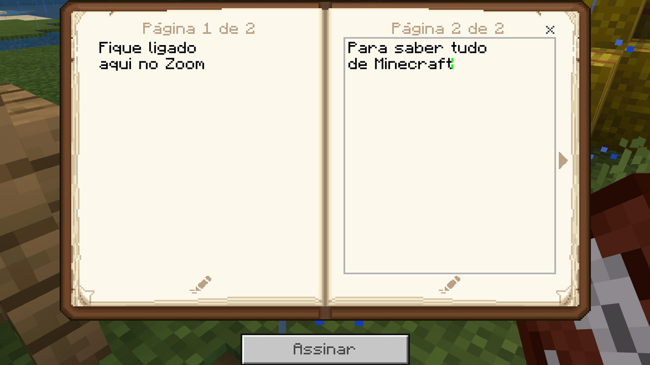 Após o livro com pena ter sido criado, o usuário pode escrever nele como se fosse um livro comum (Reprodução: Redação Zoom)