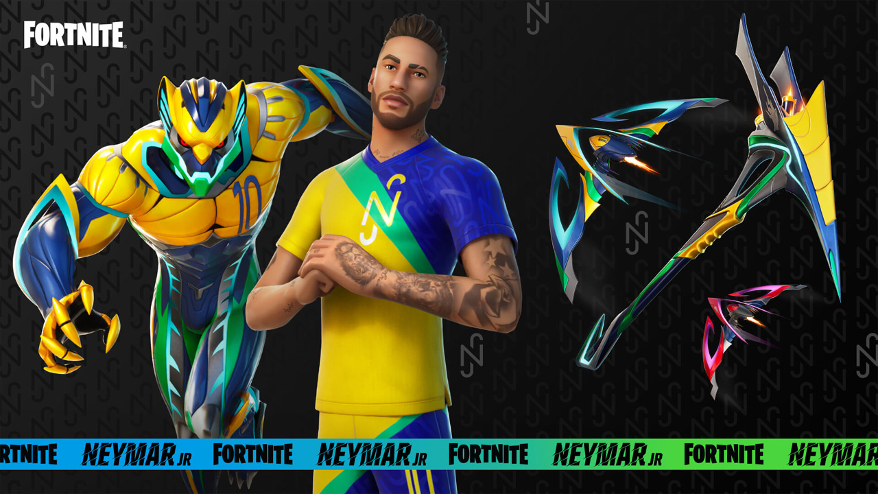 Chega de Neymar no Fortnite inclui skin baseada na camisa da Seleção Brasileira e forma Primal desbloqueável (Reprodução: Epic Games)
