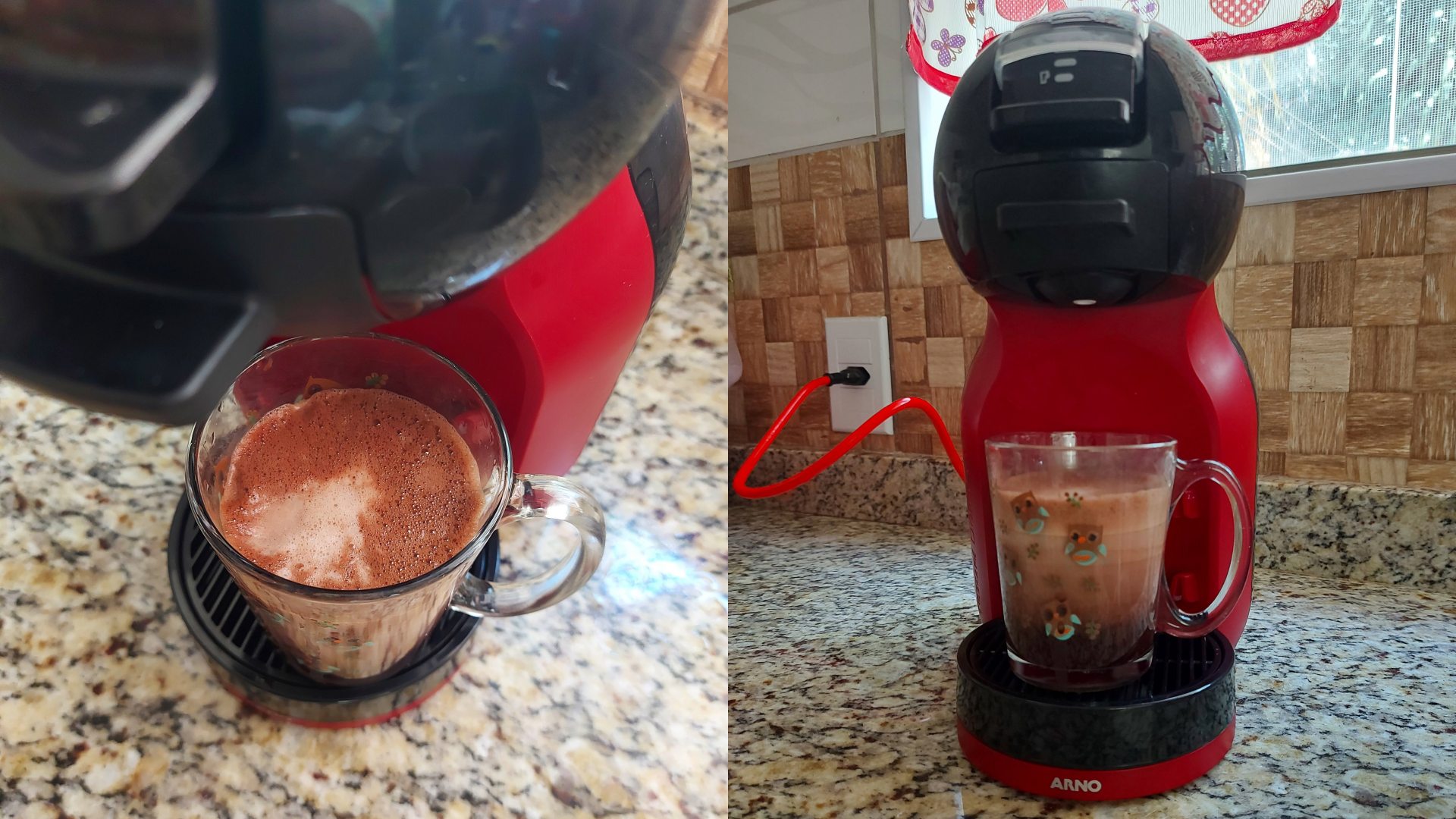 Com duas cápsulas, a Dolce Gusto Mini Me espuma as bebidas com facilidade (Foto: Acervo Pessoal/Ariel Cristina Borges)