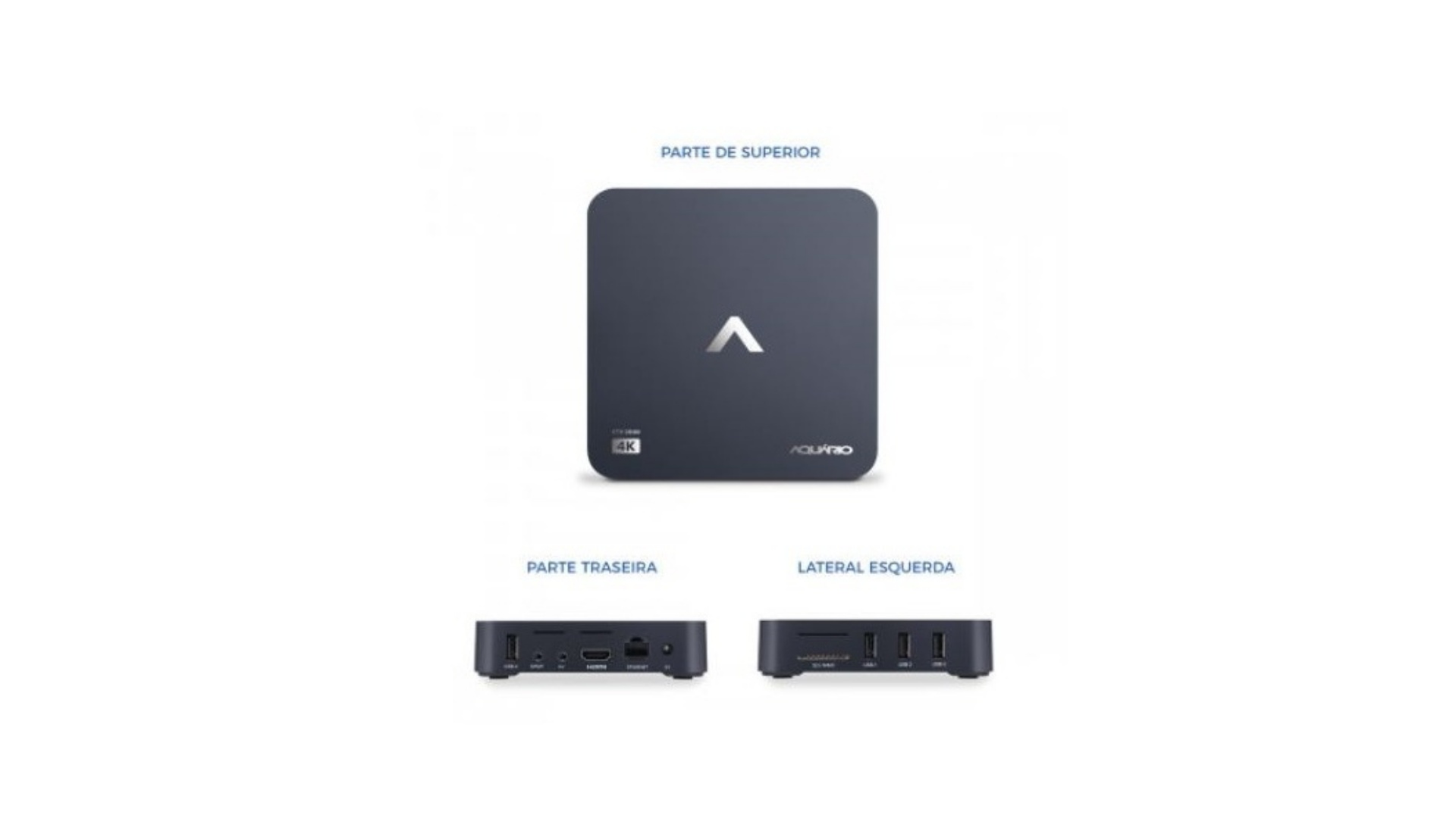 Todas as portas da TV Box Aquário ficam localizadas nas laterais. (Imagem: Divulgação/Aquário)