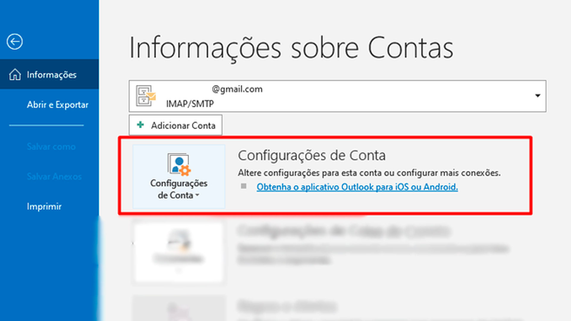 Selecione configurações de conta (Fonte: Reprodução / Internet)