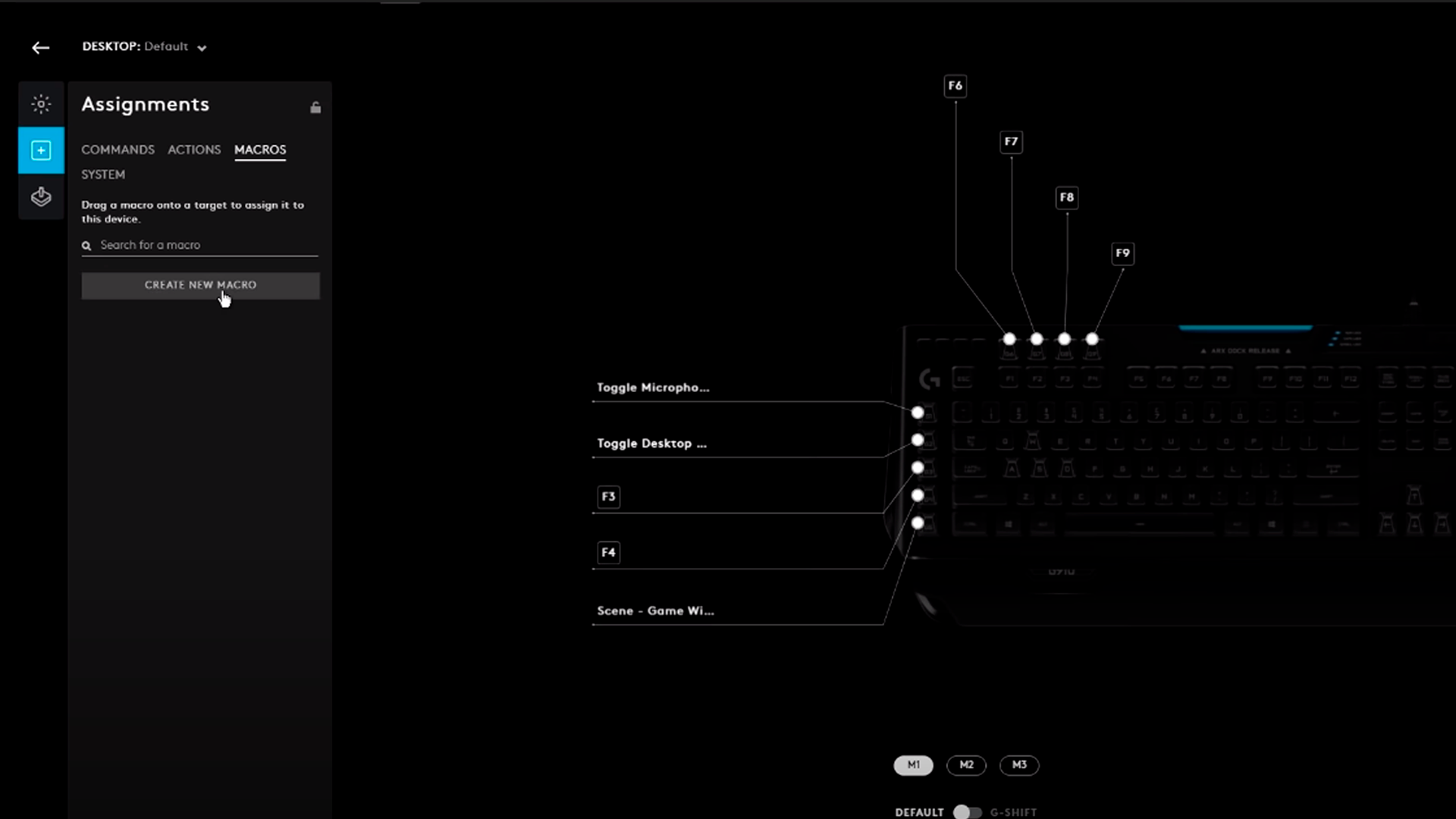 A criação de macros é simples nas configurações do Logitech G Hub (Foto/Hugo Iwaasa)