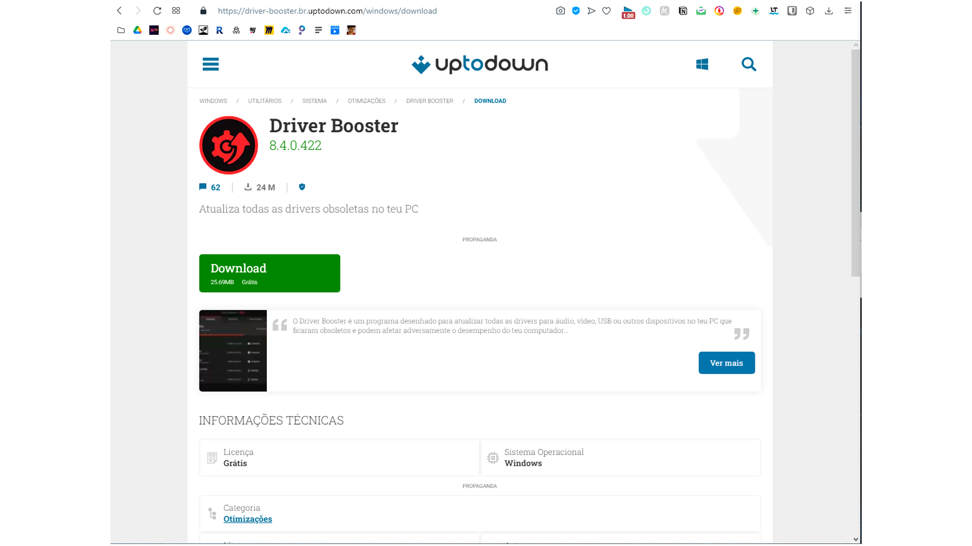 Para fazer o Driver Booster download acesse o site oficial (Foto/Hugo Iwaasa)