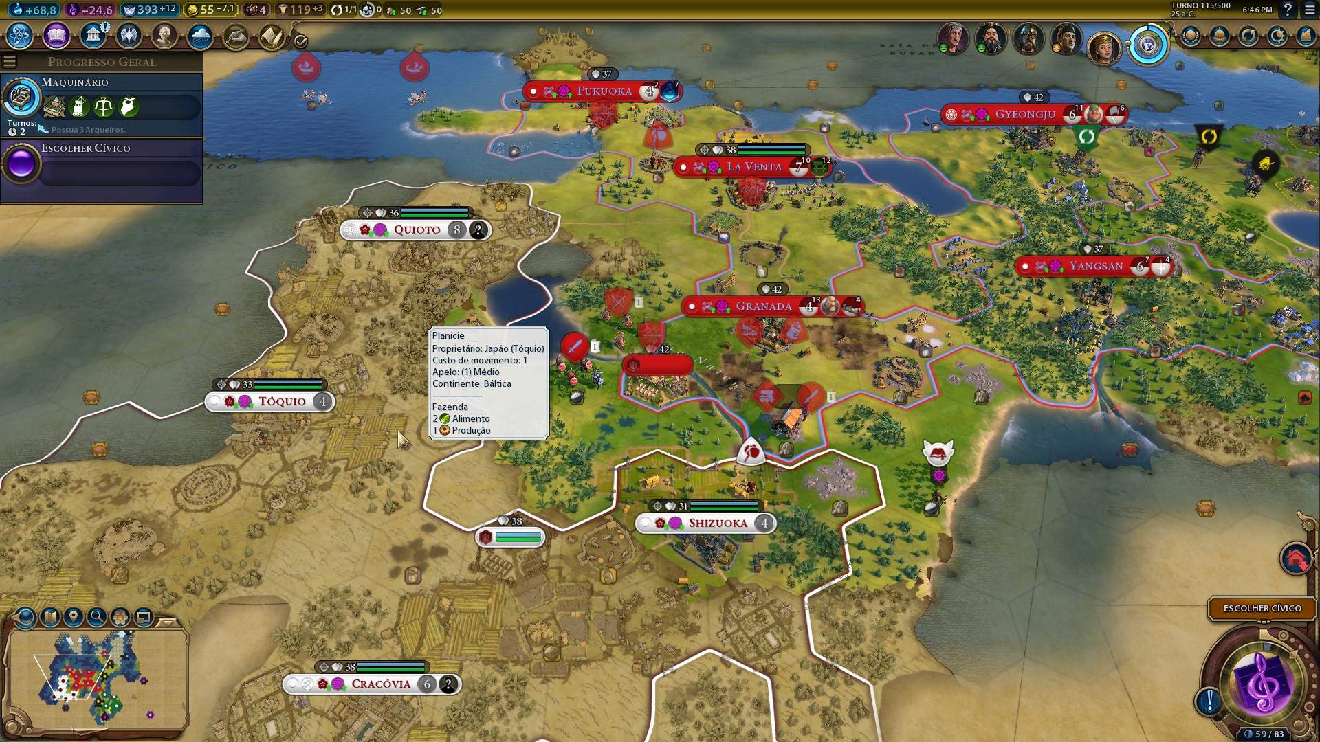 Jogos por turno como Civilization VI são uma ótima opção para monitores com frequência padrão (Fonte: Reprodução/Filipe Salles)