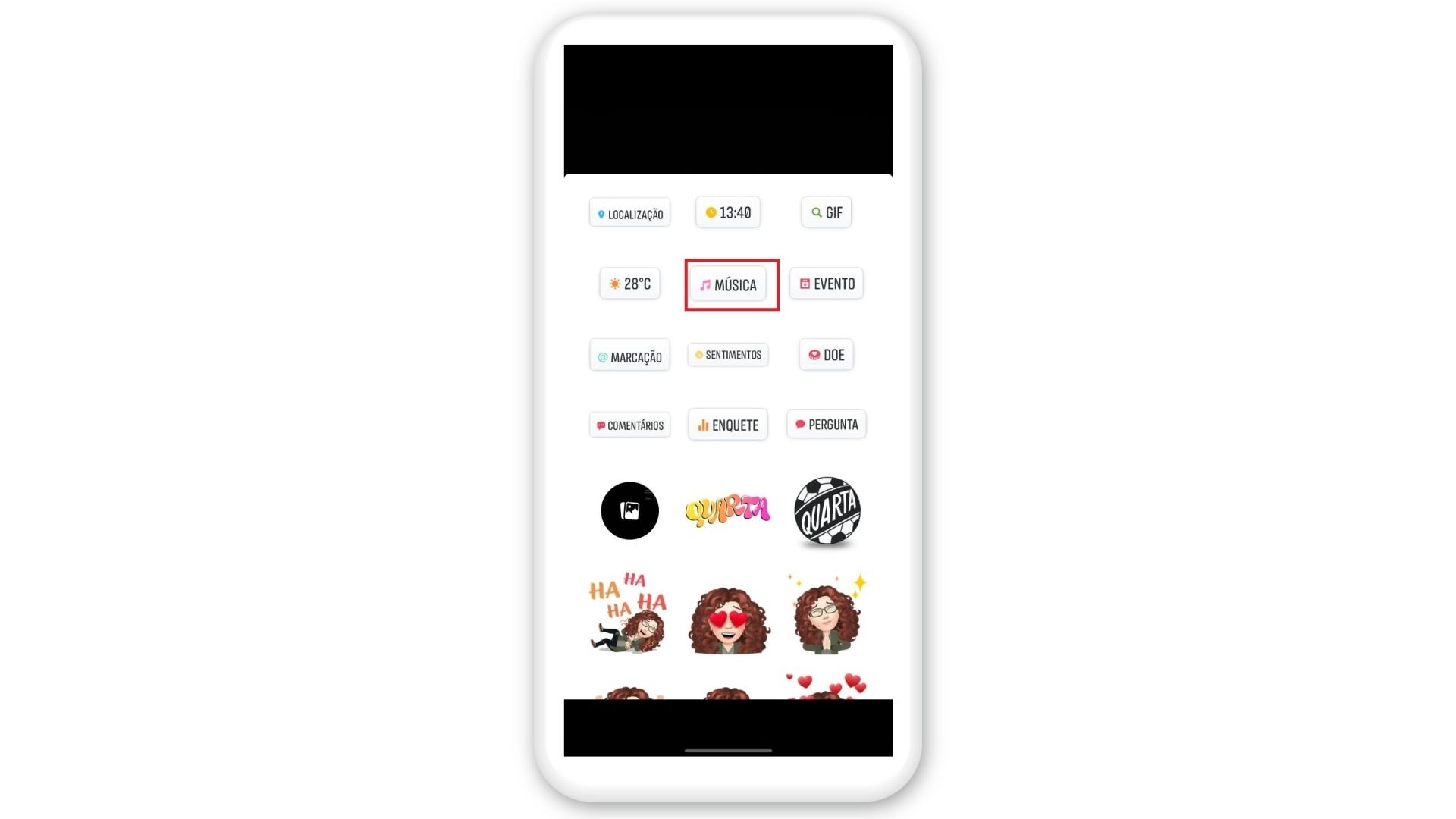 Aproveite para utilizar outros recursos multimídia quando for adicionar música nos Stories (Foto: Arte / Zoom)